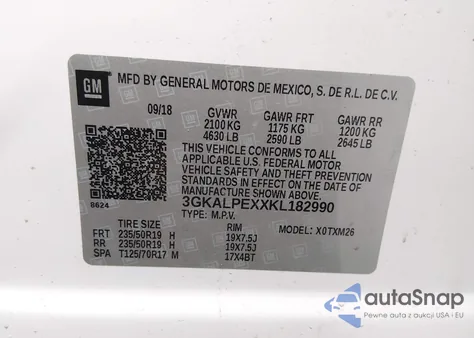 2019 GMC Terrain Slt from USA, damaged, VIN 3GKALPEXXKL182990